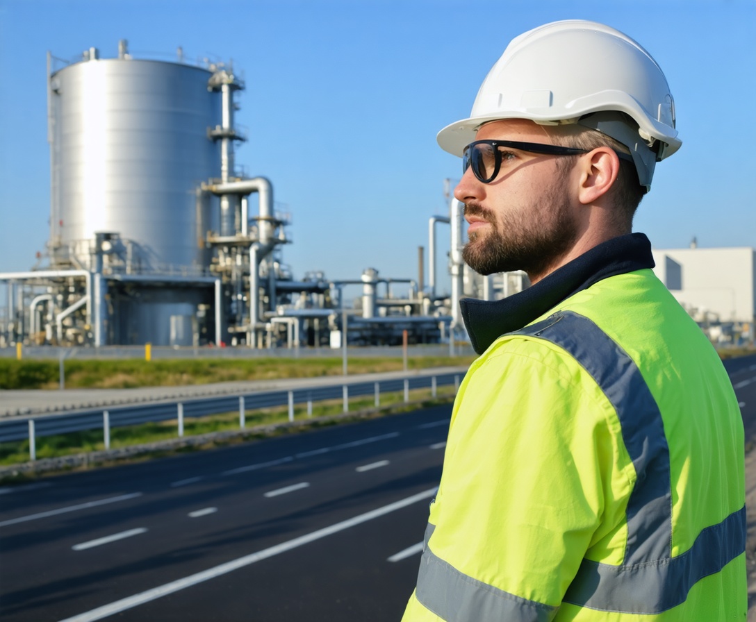 Ingenieur an einer Wasserstoffanlage in Nordrhein-Westfalen